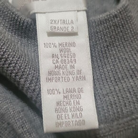 JONES NEW YORK NEW Merino Wool Gray Mock Neck Short Sleeve Sweater 2X - Picture 5 of 5